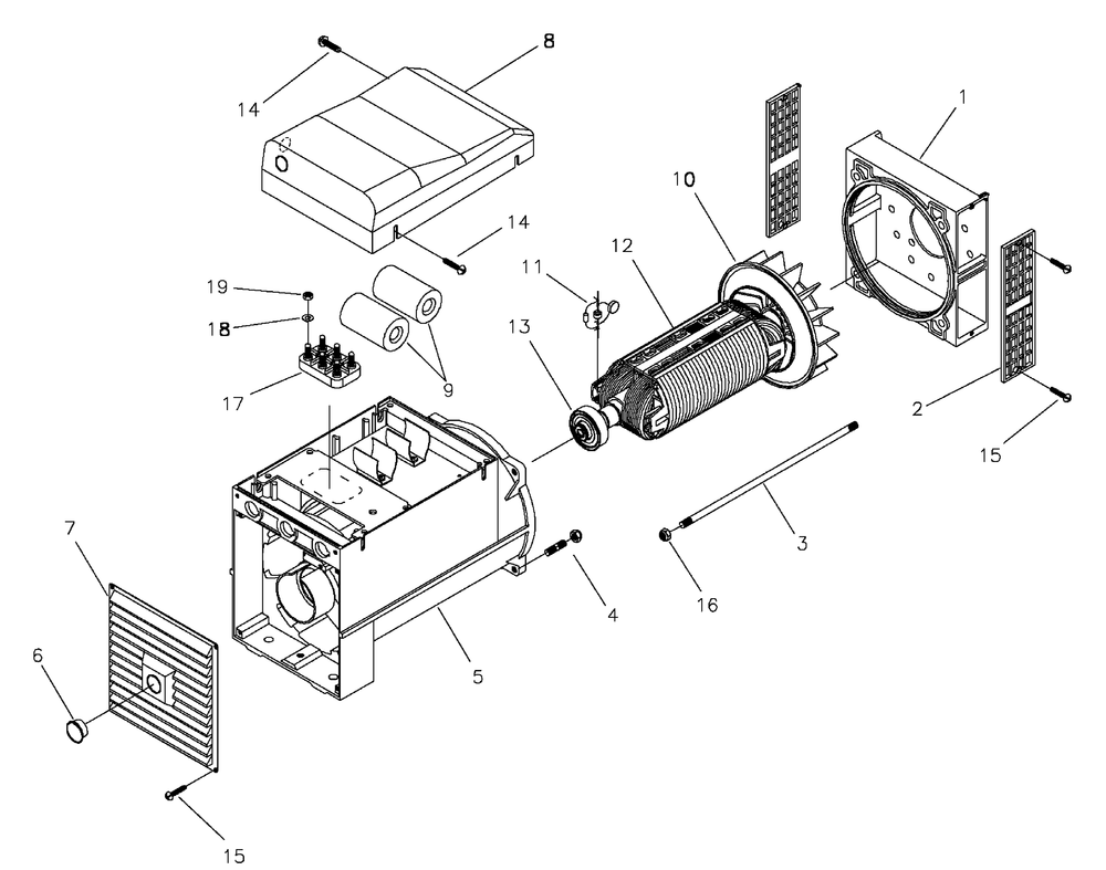 Alternator Diagram and Parts List for 9801-9  Briggs and Stratton Generator